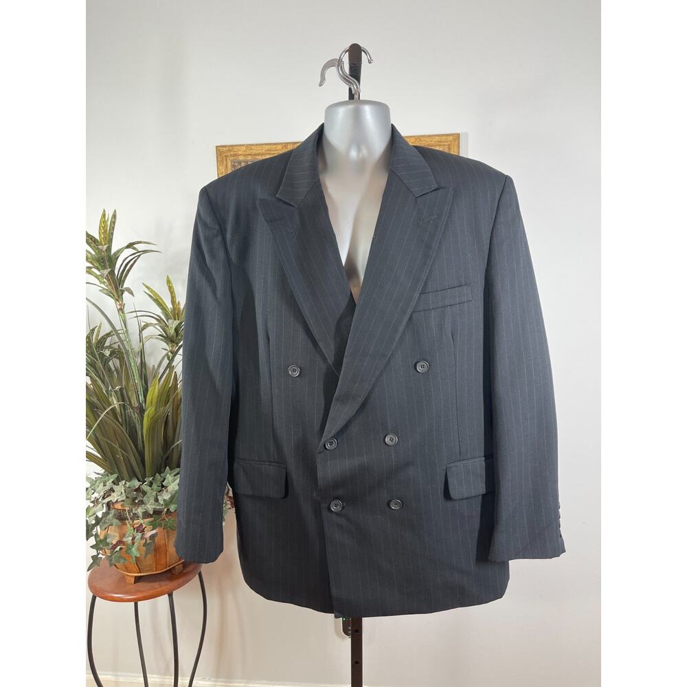 Max Olivier Blazer Jacket Mens Size 44 Black Striped Hand Tailoring Quiet Luxury